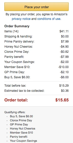 $40 Prime Pantry Order for only $15