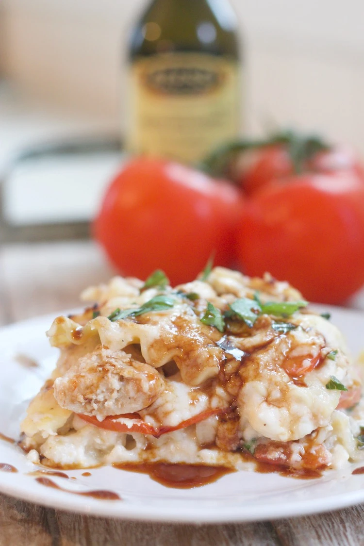 Creamy Chicken Caprese Lasagna
