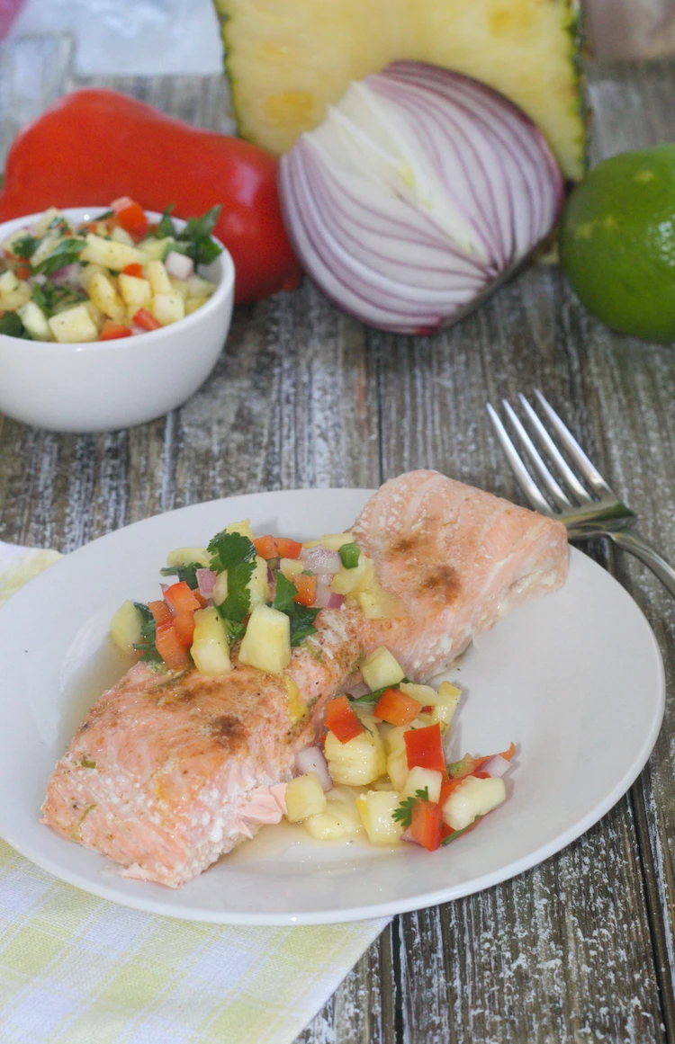 Baked Salmon with Pineapple Salsa