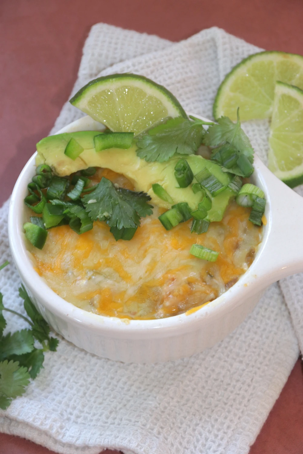 One Skillet White Chicken Chili Bake